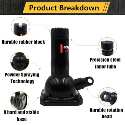 Car Jack 2 Ton (4,000 lb) Capacity Spiral Jack for Pickup Truck, Screw Jacks for Car Lift or Jack Stands, Tire Jack Fit for Ford F150 Truck Chevy Silverado Dodge Ram 1500 (Black) - size: 16 inch