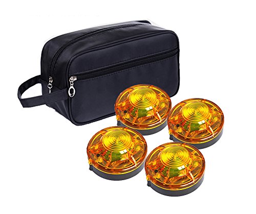 Tumecos Emergency Flare Alert Warning Signal Caution Light LED Beacon Pro with Magnetic Base for Vehicle (Yellow 4) - color: Yellow 4