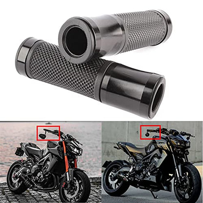 Pair of 7/8" 22mm Motorcycle CNC Aluminum Rubber Gel Hand Grips Handlebar for Sports Bike Chopper Cruiser Bike - color: Black