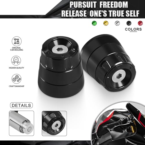 MFGZD Motorcycle Bar Ends Plug, CNC Handlebar Bar Grip Ends Plugs For Ninja500 Ninja650/1000 R7 R1 R6 450SR 675SR-R CBR650R CBR500RR CBR600RR CBR1000RR Z650 Z900 ZX10R ZX6R GSXR600 750 1000 GSX-8R ect - color: Black