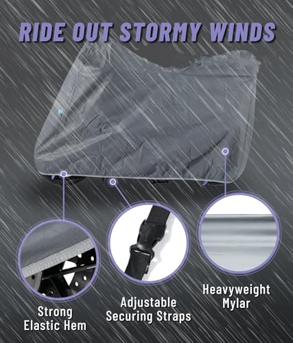 Motorcycle Cover All Season Universal Waterproof Sun Outdoor and Indoor Protection (Large) - size: Large