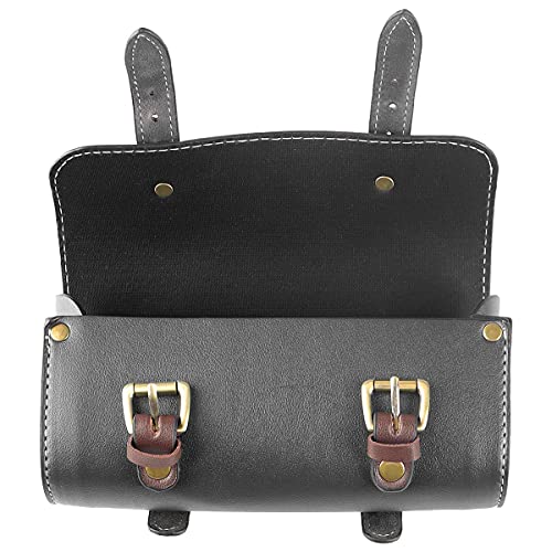 YIBO Motorcycle Fork Bag Quick Release Bag Side Bag Waterproof Universal Tool Bag American Bicycle Side Bag Leather Small Tool Bag (Black 1) - color: Black 1