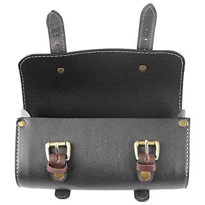 YIBO Motorcycle Fork Bag Quick Release Bag Side Bag Waterproof Universal Tool Bag American Bicycle Side Bag Leather Small Tool Bag (Black 1) - color: Black 1