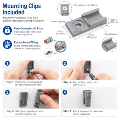 JRready ST6327-2 Deutsch 2 Pin DT Connector Kit 5 Sets, with Pin Removal Tool and Mounting Clips, Size 16 Stamped Contacts 14-18 AWG, for Car, Truck, Motorcycle, Off-Road Vehicles, Marine. - size: 2-Pin (5 Pairs)