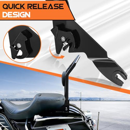 AUFER Motorcyle Rear Passenger Backrest Sissy Bar With Back Rest Pad Compatible With For Harley Touring Road King Electra Glide Street Glide Road Glide FLHR FLHX FLHT FLTR 2009-2025 Sissy Bar | Premium Stylish Sissy Bar Backrest,Quick Install & Easy Remov
