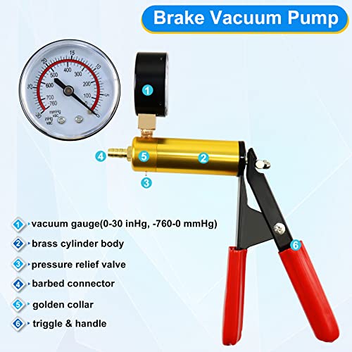 JoyFans 2 in 1 Hand Vacuum Pump Brake Bleeder Kit, One-Man Brake Clutch Fluid Power Steering Fluid Bleeding System Tester Tool for Automotive Motorcycle Car & Kitchen Food Sealing Use (Blue) - color: Blue