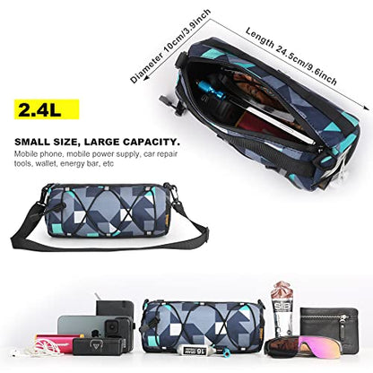 Rhinowalk Bike Handlebar Bag, Bicycle Front Bag Shoulder Bag Storage Bag with Shoulder Strap for Road Mountain Bike Cycling Travel - color: Camouflage Blue