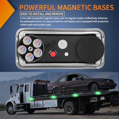 Nilight 2PCS 42LED Green Magnetic Strobe Lights Portable Warning Hazard Light Surface Mount Waterproof 5 Patterns for 12V 24V Cars Trucks Van Off Road Vehicles ATV - color: 42LED Green