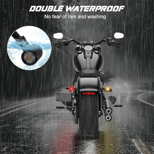 NTHREEAUTO Motorcycle LED Turn Signal Light, Universal Rear Turn Signals Mini Size Brake Tail Light Blinkers Compatible with Harley Honda Kawasaki Suzuki Triumph Yamaha