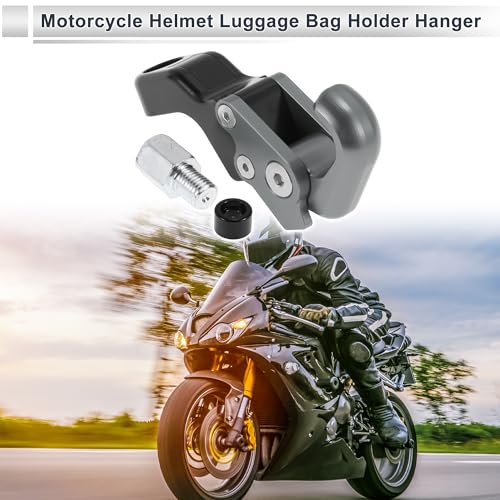 Adjustable Universal Motorcycle Hanging Hook Slope Handle with Hook Motorcycle Helmet Luggage Bag Holder Hanger Aluminum Alloy Titanium Tone with 1 Pcs Screw - color: Titanium Tone