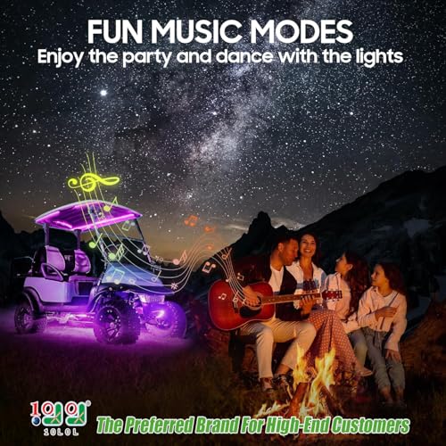 10L0L 6PCS Golf Cart Underglow LED Light Kit, Underbody RGB Strip Lights, 24-Mode Neon Accent Lighting, Music Sync, Wireless Remote, IP67 Waterproof, 12V-80V Input for EZGO Yamaha Club Car - style: 6 Pack(4 Underbody and 2 Roof)