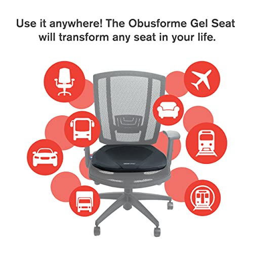 ObusForme Gel Seat Cushion – Memory Foam Seat Cushion and Posture Support, Contoured Ergonomic Design for Soothing Relief, Soft Gel Insert and Mesh Panel