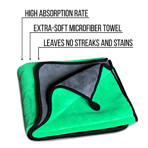Extra Large Car Drying Towel - 800 GSM Premium Microfiber Drying Towels for Cars - Car Drying Towels Extra Large Super Absorbent, Professional XL Car Towel for Any Vehicle - 40x24, Green - color: Green