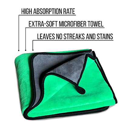 Extra Large Car Drying Towel - 800 GSM Premium Microfiber Drying Towels for Cars - Car Drying Towels Extra Large Super Absorbent, Professional XL Car Towel for Any Vehicle - 40x24, Green - color: Green