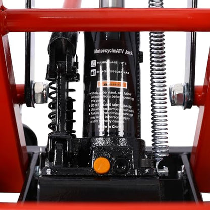 Hydraulic Motorcycle Lift Jack, 1500 LBS Capacity ATV Scissor Lift Jack, Portable Motorcycle Lift Table with 4 Wheels, Hydraulic Foot-Operated Hoist Stand for Motorcycle ATV UTV Powersports