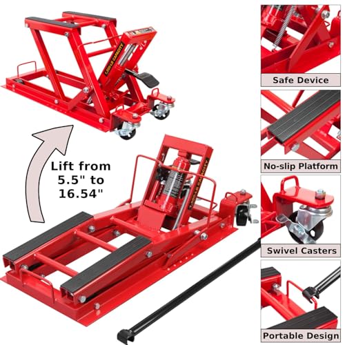 BIG RED 1500 lb Hydraulic Motorcycle Lift Jack: Powersports Lift Jack Stand Table for ATV, Dirt Bike, UTV and Snowmobile - style: Hydraulic motorcycle jack