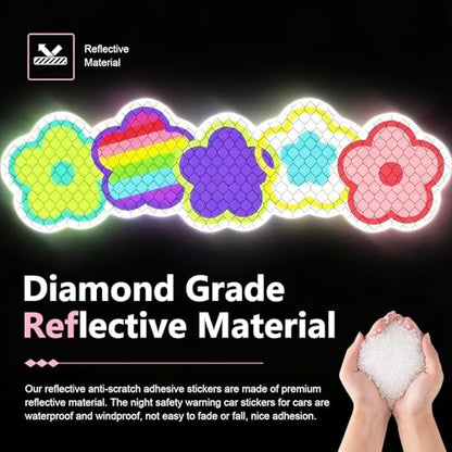 Car Reflective Sticker, Cute Flower High Intensity Reflective Safety Decal, Waterproof & Scratch-Covering Decor Sticker, Universal for Most Cars, Motorcycles, Helmets & Bikes - size: Flower