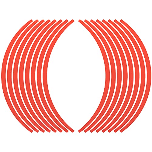 X AUTOHAUX 16pcs Fit 17" Wheel Motorcycle Car Bike Wheel Rim Sticker Strips Reflective Stripe Tape Reflector Red - color: Red