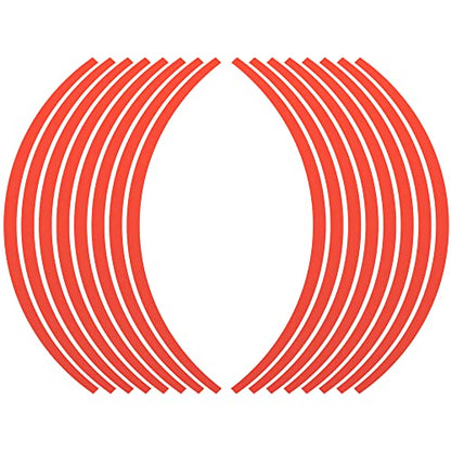 X AUTOHAUX 16pcs Fit 17" Wheel Motorcycle Car Bike Wheel Rim Sticker Strips Reflective Stripe Tape Reflector Red - color: Red