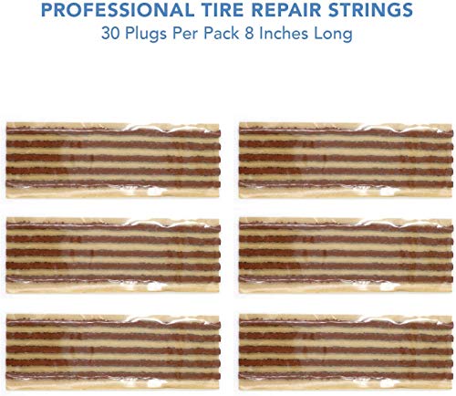 CKAuto 30pcs 8" Brown Tire Repair Strings, Automotive Tool Tire Repair Plugs for Tubeless Off-Road Tires Car, Bike, ATV, UTV, Wheelbarrow, Mower - color: Brown, size: 8" x φ0.236" 30pcs