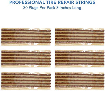 CKAuto 30pcs 8" Brown Tire Repair Strings, Automotive Tool Tire Repair Plugs for Tubeless Off-Road Tires Car, Bike, ATV, UTV, Wheelbarrow, Mower - color: Brown, size: 8" x φ0.236" 30pcs