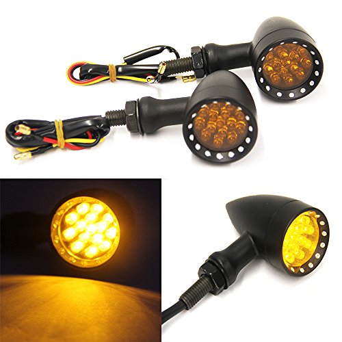Rich Choices 2pcs Amber CNC Motorcycle Bullet LED Turn Signal Light Blinker Indicator Front Rear Tail Light Compatible with Honda HarleyYamaha Suzuki Kawasaki - color: Amber Light