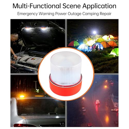 Marhynchus Traffic Emergency Light, Portable LED Strobe Beacon with Magnetized Roof Mount and Hook IP67 Water Proof for Car Motorcycle Truck Roadside Emergencies (Red White) - color: Red White
