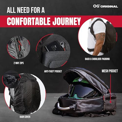 OG Original GetAway Motorcycle Backpack Waterproof, Man, Hard Shell, Large Capacity, Expandable 35L-45L, Motorbike Helmet Bag, Helmet Rucksack, Antitheft, Reflective, USB, Laptop - style: Getaway