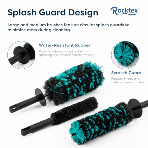 Wheel Brush Set – 3 Sizes Multi-Fiber Blend, Non-Scratch Design for Car & Motorcycle Rims, Spokes, Barrels, Brake Dust, Tight Gaps, Eco-Friendly Clean