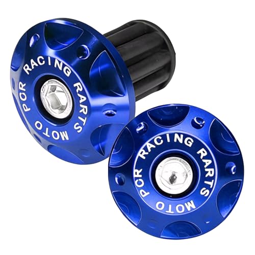 2PCS Motorcycle Bar End Plugs, Aluminum Alloy Handlebar Grip End Caps, Anti-Drop Shockproof Motorcycle Handlebars for Bikes, Scooters, Off-Road Motorcycles & Kawasaki/Suzuki/Yamaha (Blue) - color: Blue