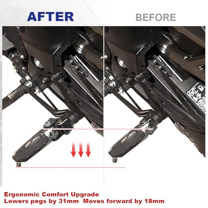 Xitomer Footpeg Lowering Mounts Compatible with GSX-S1000GT / GT+ 2022-2025 Rider Peg Lowering Brackets Motorcycle Foot peg and Control Lowering Kit (For Rider) - style: For Rider