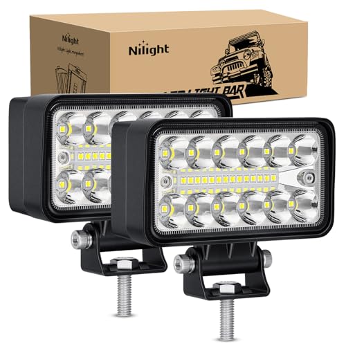 Nilight LED Light Pods 2PCS 4.5 Inch 39W Upgraded Spot Flood Combo Beam Driving Fog Work Backup Bumper Roof Lighting for Offroad Pickup Truck ATV UTV SUV 4x4 Van Camper Boat - color: 2Pcs 26Led Combo Lights