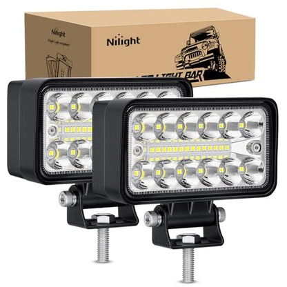 Nilight LED Light Pods 2PCS 4.5 Inch 39W Upgraded Spot Flood Combo Beam Driving Fog Work Backup Bumper Roof Lighting for Offroad Pickup Truck ATV UTV SUV 4x4 Van Camper Boat - color: 2Pcs 26Led Combo Lights