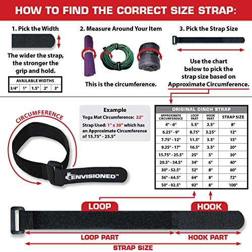 Reusable Cinch Straps 2" x 100" - 4 Pack, Multipurpose Strong Gripping, Quality Hook and Loop Securing Straps (Black) - size: 2" x 100"