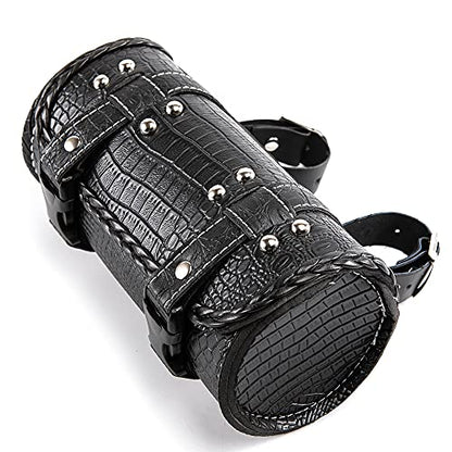 Universal Motorcycle Handlebar Bag Quick Release Crocodile PU Leather Waterproof Tool Bag with 2 Fixing Straps - color: Black 3
