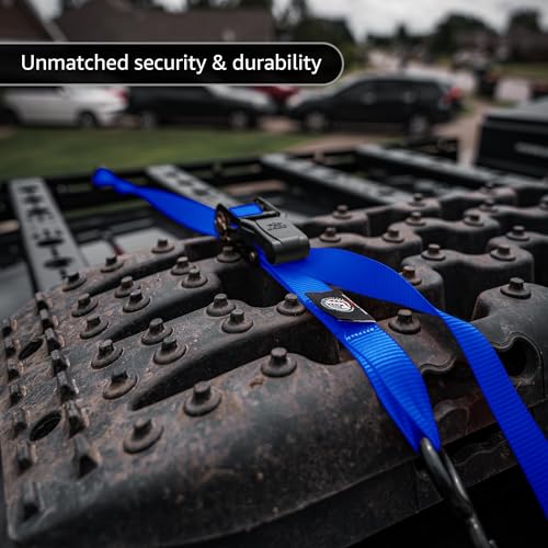 JACO Ratchet Tie Down Straps - 1 inch x 15 ft (Pack of 4) | 1,823 lbs (Blue) - color: Blue