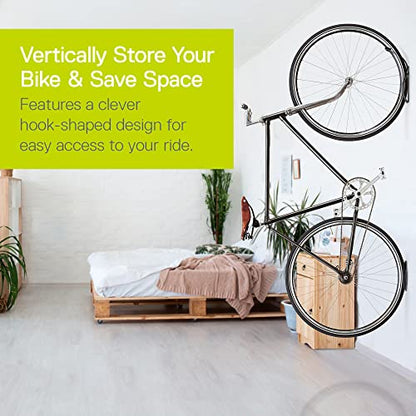 Leonardo Bike Rack Wall Mount with Tire Tray by Delta Cycle – Elegant Vertical Hanger Hook Design Provides Easy Bicycle Storage Access – Hassle-Free Installation – Vertical Mount Holds Up to 40 lbs - size: Standard Tire, style: Wall Hook with Tray