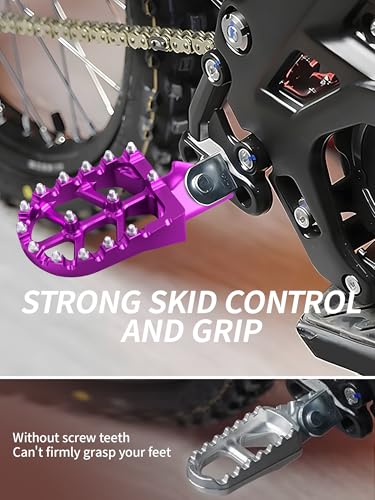 JFG RACING Dirt Bike Pegs,Motorcycle Foot Pegs MX Foot Pedals Rests CNC for Light Bee Surron/CRF150F CRF230F 2003-2019/KDX200 1983-1994 - Purple - color: purple