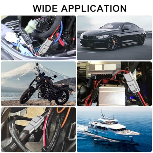 Linkstyle DTP 2 Pin Connectors Kit with 12 AWG Cable, 5 Pairs 2 Way Waterproof Deutsch Connectors Automotive Electrical Male Female Plug Wiring Harness for Car, Truck, Boat, LED Work Light