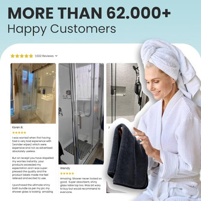 Shiny Wipes Medium Drying Towel, The Original, 12x16in/30x40cm, Ultra Absorbent Twisted-Loop Design, Streak-Free Towel Cloth for Shower, Household, Car, No Streaks or Limescale (4 Towels)