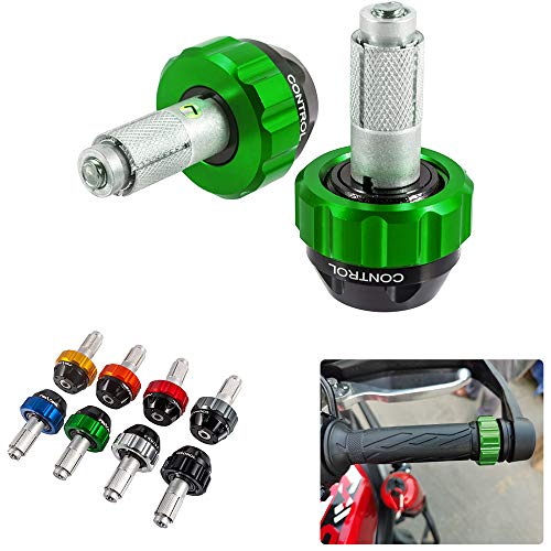 Throttle Lock Cruise Control Grip Ends Handlebar Plugs Sliders for 22mm Motorcycle Handlebar with 14mm/18mm Inner Diameter or with M6 Screw Holes (Green) - color: Green