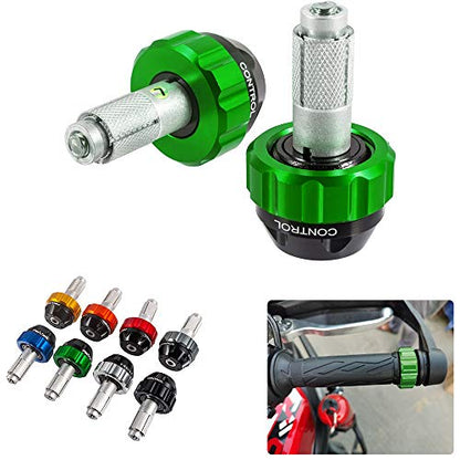 Throttle Lock Cruise Control Grip Ends Handlebar Plugs Sliders for 22mm Motorcycle Handlebar with 14mm/18mm Inner Diameter or with M6 Screw Holes (Green) - color: Green