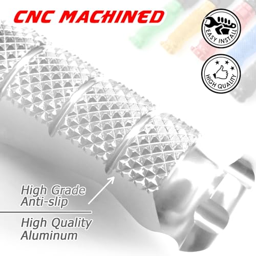 MCMOTOPARTS R-FIGHT Front Rider Footpeg Footpegs Foot Pegs Footrests Silver Compatible with ER-6F 2006-2008 06 07 08 - color: Silver, size: Standard (No Extension)
