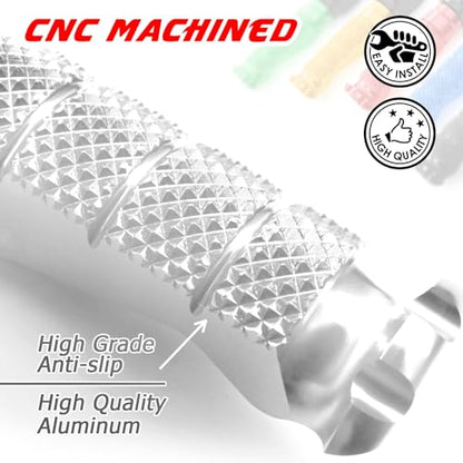MCMOTOPARTS R-FIGHT Front Rider Footpeg Footpegs Foot Pegs Footrests Silver Compatible with ER-6F 2006-2008 06 07 08 - color: Silver, size: Standard (No Extension)