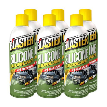 B’laster Silicone Lubricant Spray – Non-Staining Silicone Spray for Metal Parts – Long-Lasting Protection, Reduces Friction & Wear – Works on Metal, Rubber & Plastic – 11 oz (Case of 6) - size: 6 Pack