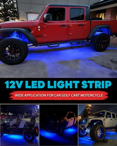 12V Led Light Strip Connectable 24Inch Blue Led Strip Lights for Car Golf Cart Motorcycle Boat Truck Cabinet Waterproof Led Light Strip,4Pack - color: Blue Led Strip