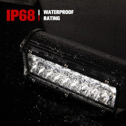 FIERYRED 2PCS 7 Inch LED Light Bar for Truck, Boat, ATV,UTV, Marine, IP68, 24000LM LED Pods Spot & Flood Combo Beam, 12V Triple Row Light Bar Off Road Driving Led Work Lights - size: 7 Inch