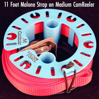 CamReeler Medium Load Strap Manager - Roll Up a Pair of Cam Buckle or Ratchet Straps with Boots or Bumpers - for 9 to 12 Foot Straps - 1 Pack - color: Medium Blue