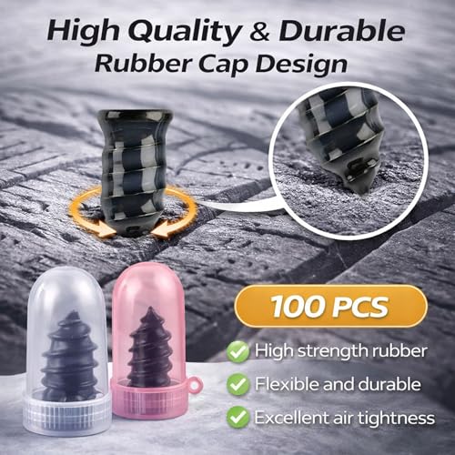 100PCS Tire Plug Kit, Screw in Tire Repair Plugs 50 Small 50 Large with Screwdriver & Storage Box | Emergency Tubeless Tire Puncture Repair Tool for Car Motorcycle Truck