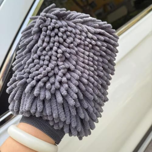 2 Pack Car Wash Mitt, Microfiber Chenille Cleaning Glove, Scratch-Free, High Absorbency, for Home Car Care, Motorcycle & Truck Washing (Green) - color: Green